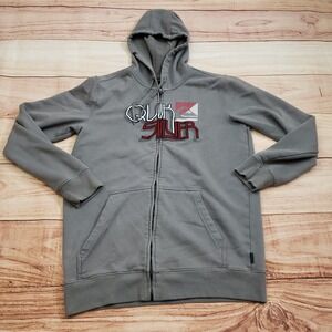 Quiksilver Sweater Mens Large‎ Gray Outdoor Hooded Surf Surfing Sweatshirt Adult